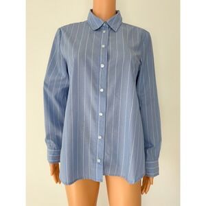 Lefties Womens Blue White Striped Button Down Shirt Long Sleeve Size M 5913/351